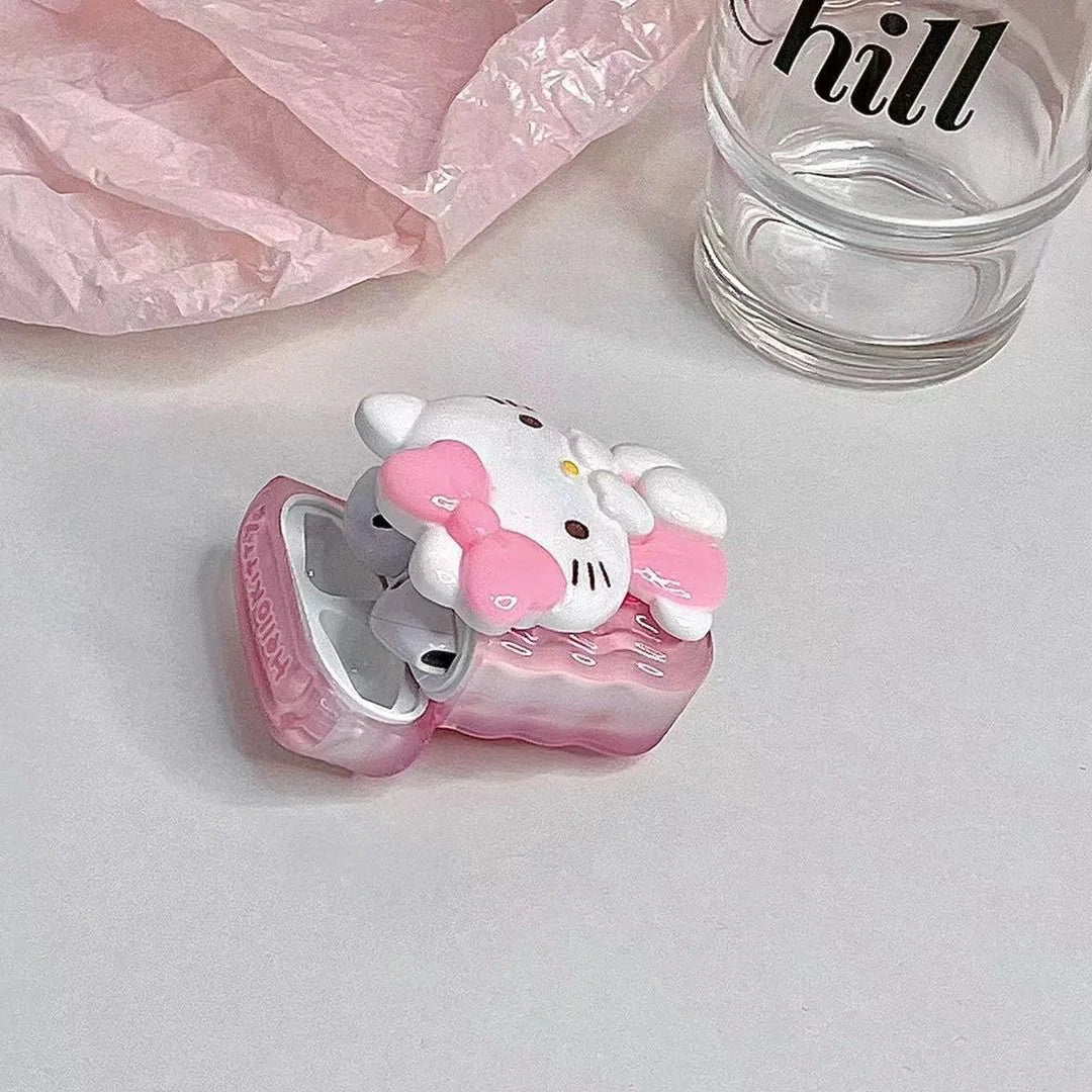 3D Cartoon Hello Kitty  Airpods Case Apple Airpods 2 Airpods Pro Case Iphone Earphone Accessories Air Pod Cover Y2K Gifts