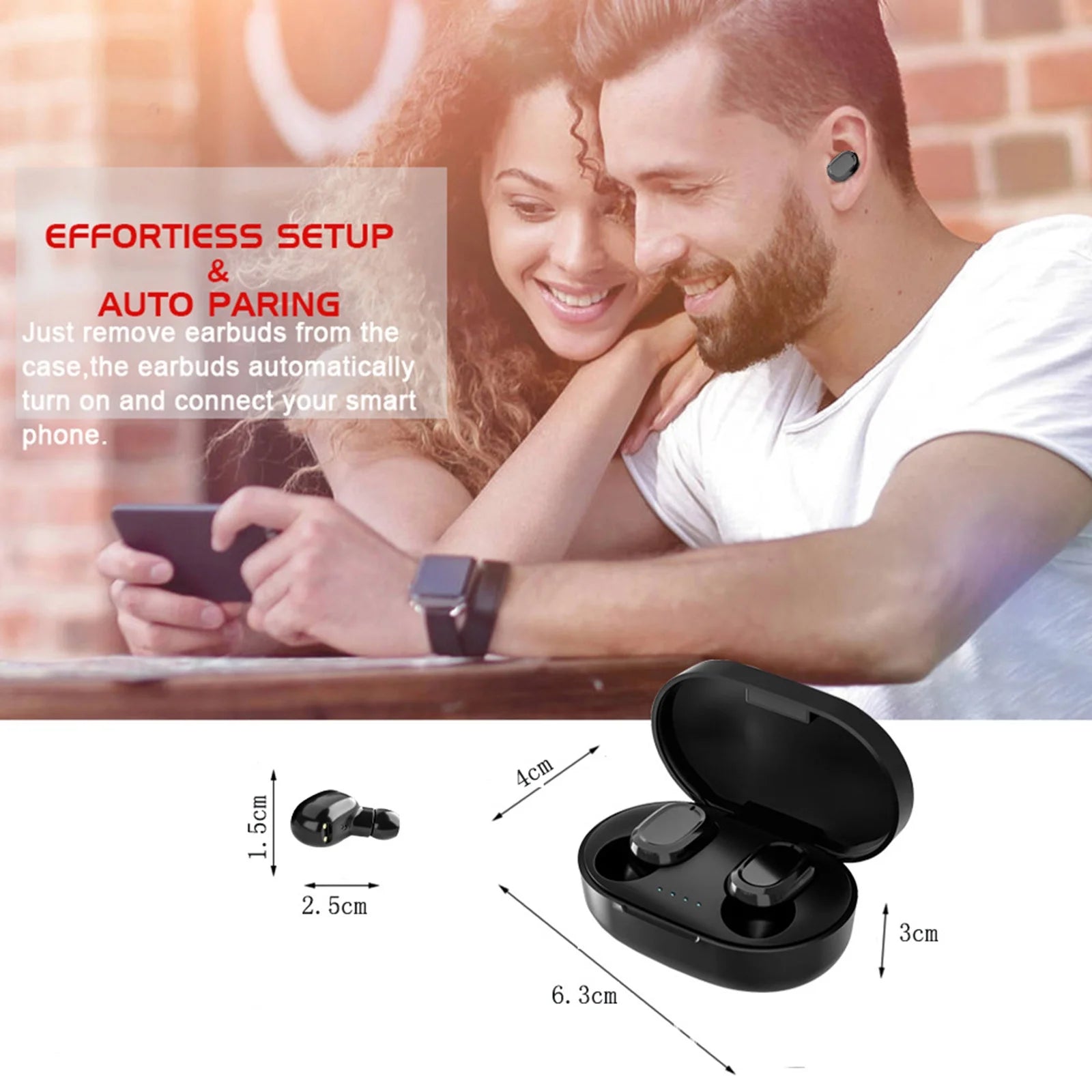 Bluetooth Earbuds Wireless Earbuds,Bluetooth 5.2 Headphones with Charging Case, Bluetooth Headphones with Mics, Fingerprint Control, Power Display,For Sports/Working on Clearance